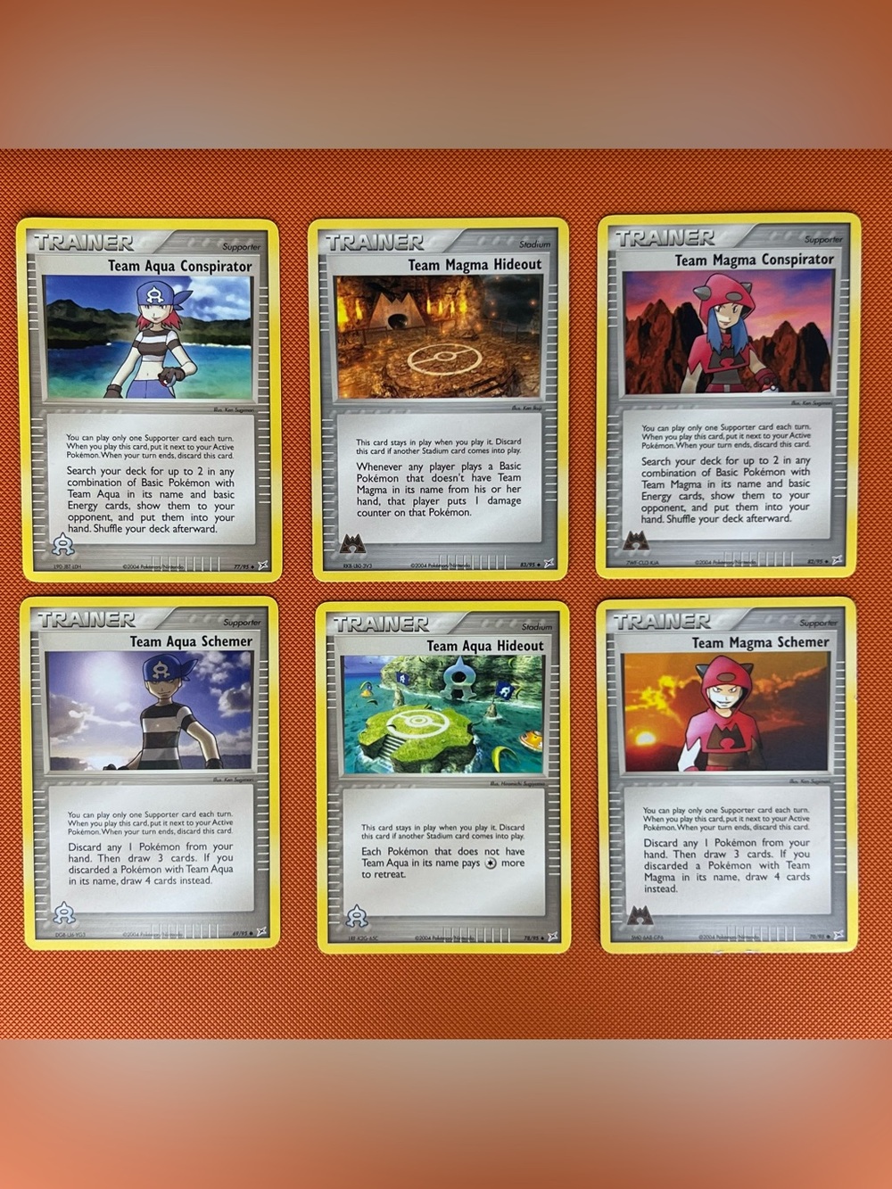 Pokemon vintage EX Team Magma vs Team Aqua 6 trainer card bundle!